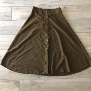 Brown Forever 21 midi skirt with buttons